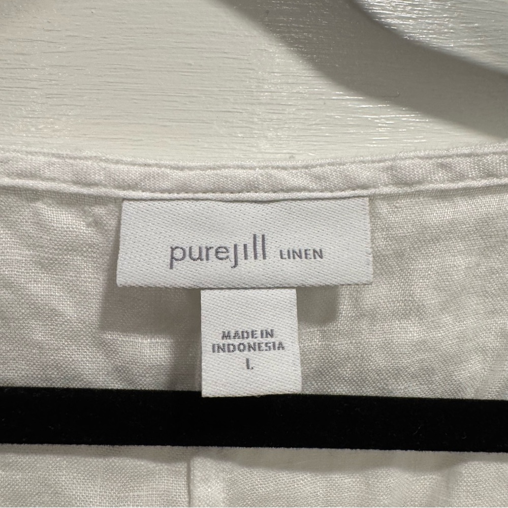 PureJill‎ J. Jill Short Sleeve Relaxed Linen Blouse Lagenlook Womens Size Large - Picture 8 of 12